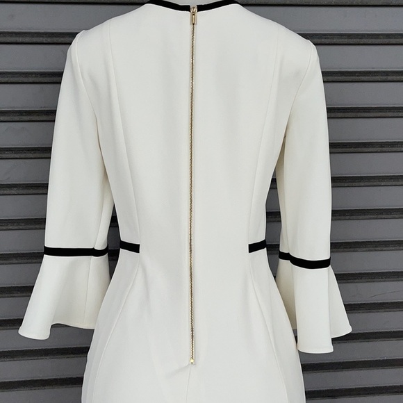 Calvin Klein Bell Sleeve Piping Sheath Dress Size 4 - Picture 10 of 15